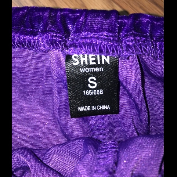 SHEIN Purple Velvet Shorts - Picture 2 of 7